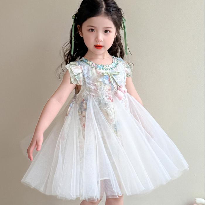 [Enchanted Princess] 2-11 tahun Gaun anak perempuan gaya baru gaun putri anak-anak bunga tulip rok j