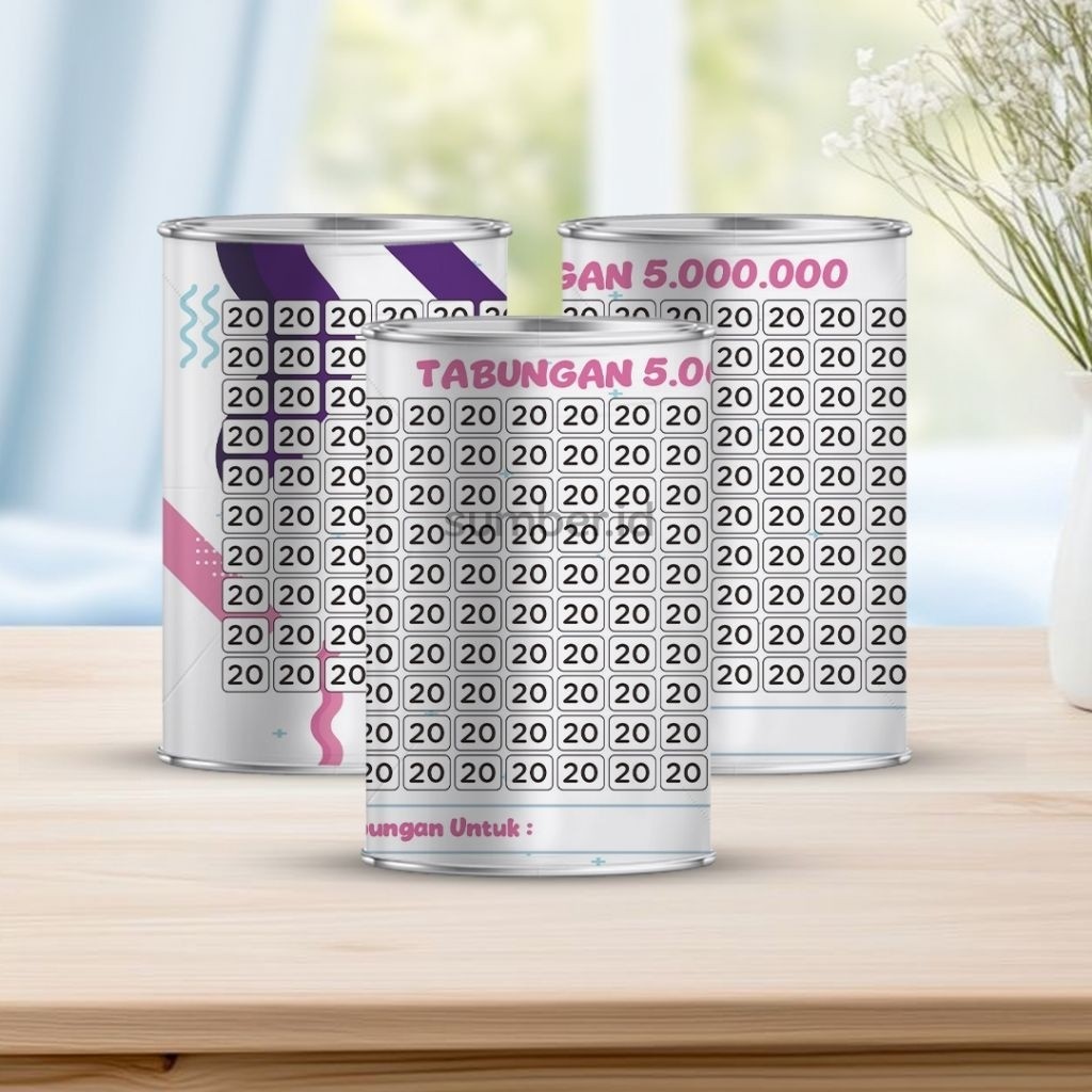Celengan target 5juta pecahan 20ribu permanen buka tutup tabungan mini 20K GET 5JT ukuran 10 cm x 8 