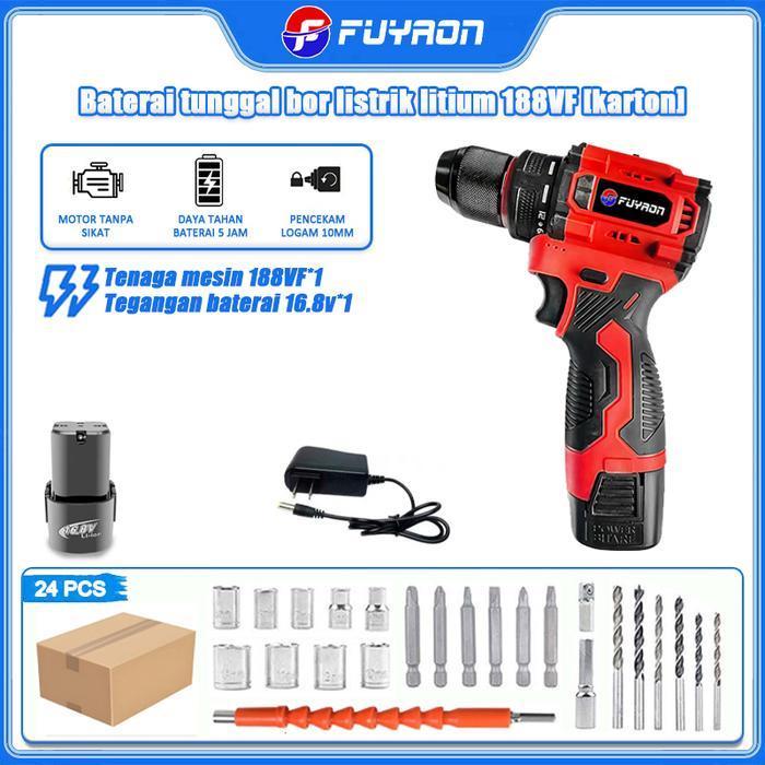 FUYAON Bor Listrik Motor Tanpa Sikat 2-in-1 16.8V dengan Kecepatan Variabel Tinggi dan Daya Tahan Su
