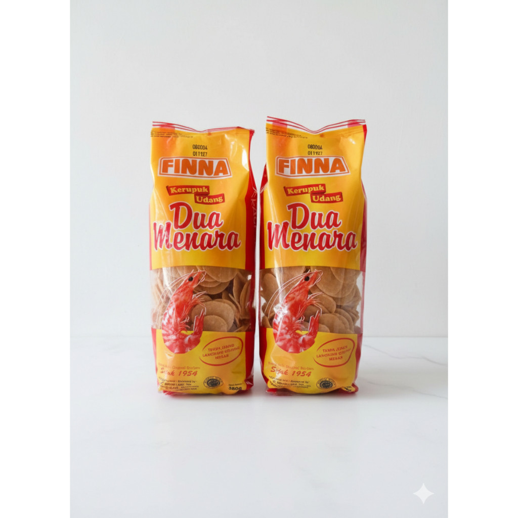 Finna Kerupuk Udang Dua Menara 380gram / Kerupuk Udang Dua Menara 380gr / Kerupuk Udang 2 Menara 380