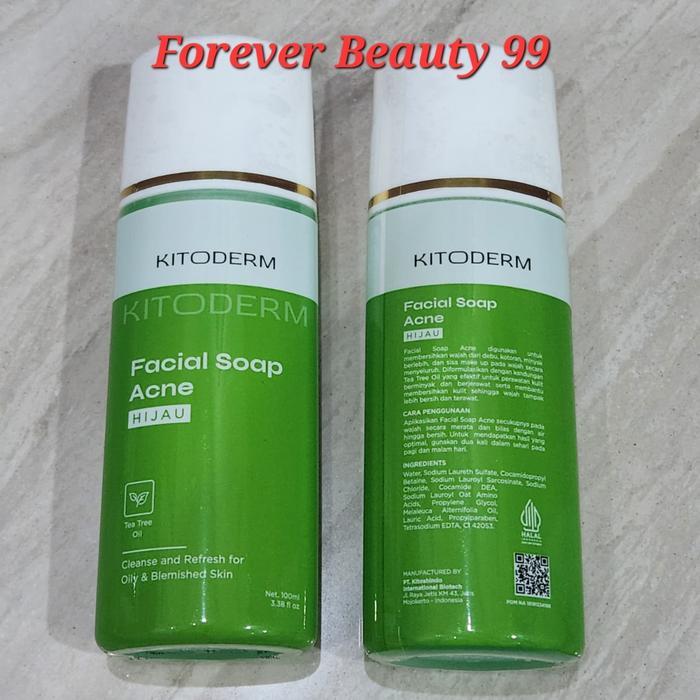 Kitoderm Facial Soap Acne Tea Tree Oil (Hijau) - Sabun muka jerawat