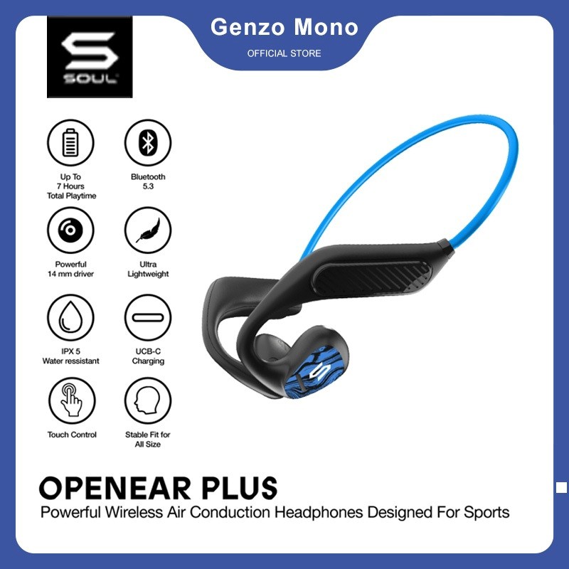 SOUL Openear Plus Earphone Konduksi Udara Nirkabel Bluetooth Kuat untuk Olahraga, Lari, Gym – Earpho