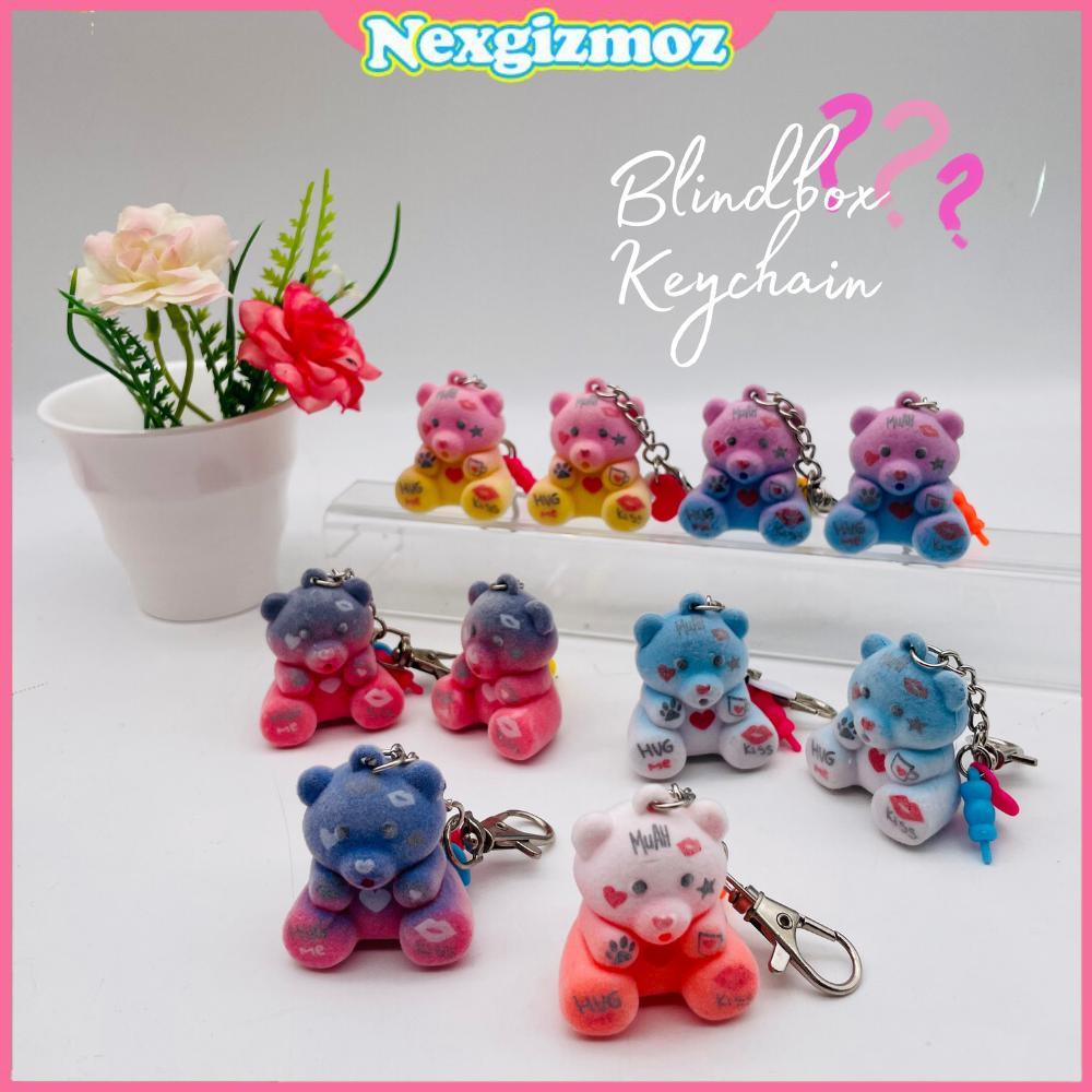 12PCS Grosir Blind Box Keychain Bear Beruang Gemoy Gantungan Kunci Boneka Bulu Halus Murah Mystery B