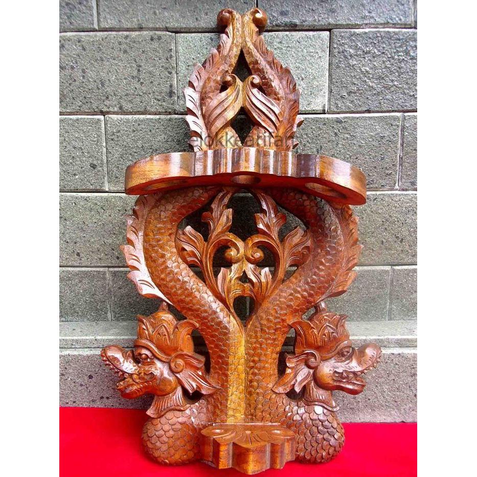 Blawong Keris Tombak Pusaka Kayu Jati Ukir Naga Raja EKE4543