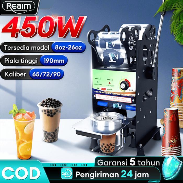 REAIM Cup Sealer Mesin Press 8-26 Oz Original Mesin Cup Sealer [Semua Ukuran Cup] Mesin Press Gelas 