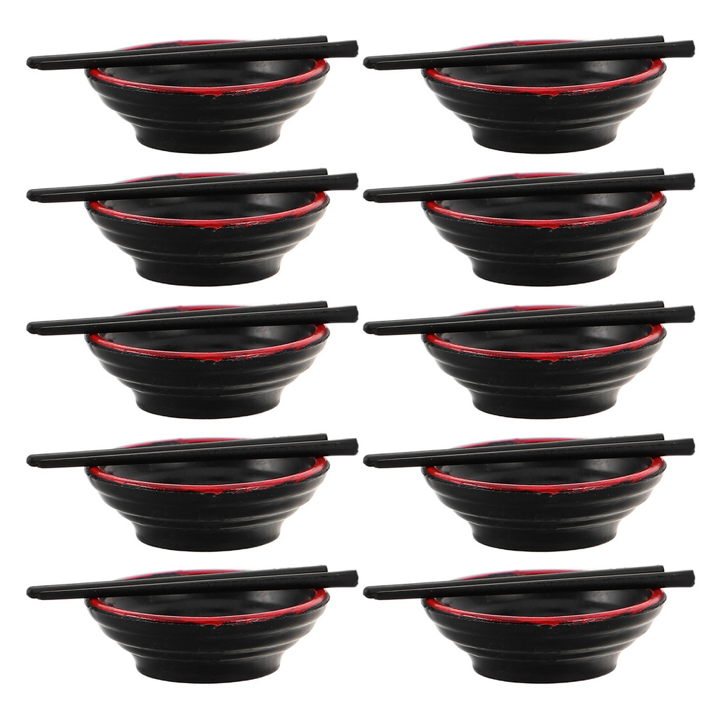 20Sets Miniature Japanese Bowls Chopsticks Dollhouse Kitchen Accessories Realistic Ramen Noodle Bowl