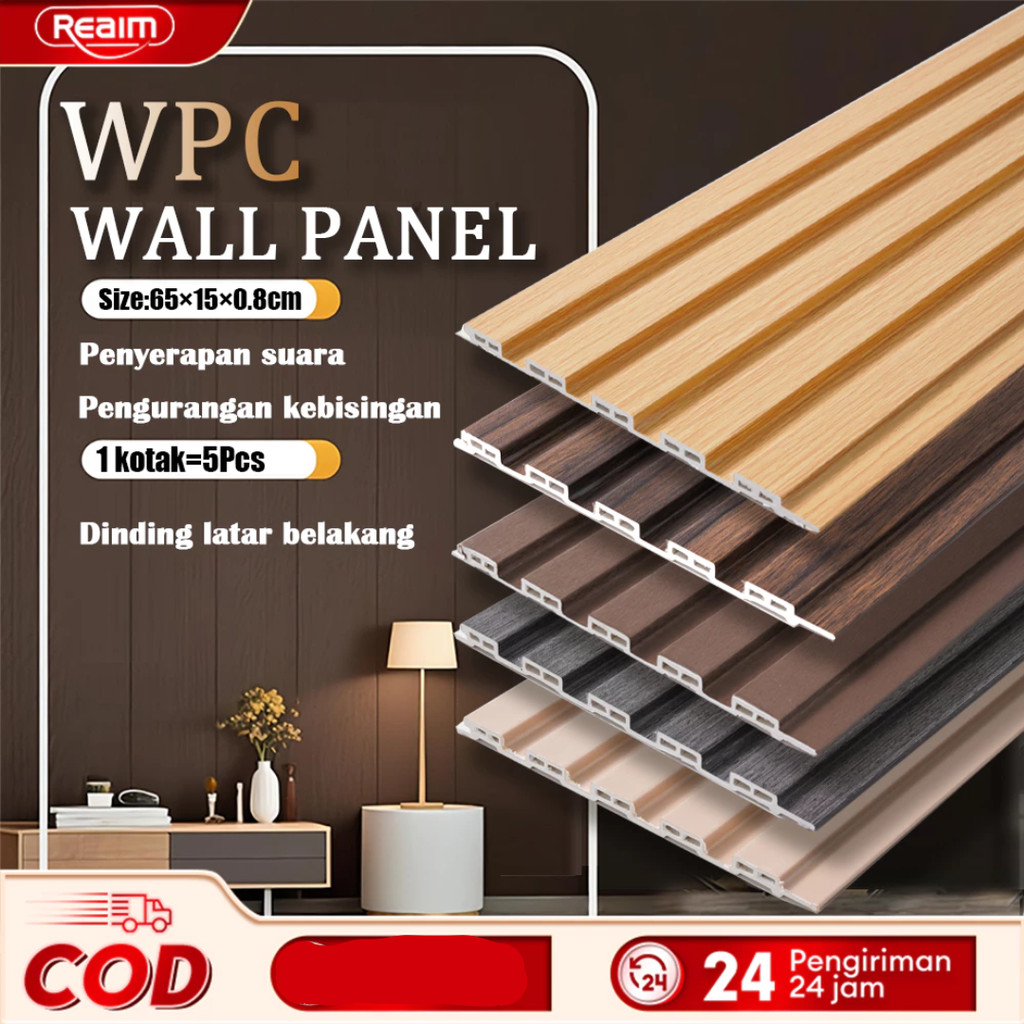 Wood WPC Wall panel Dekorasi Dinding 65cm ANTI RAYAP & ANTI AIR EKSTREM | MOTIF KAYU 3D ESTETIS