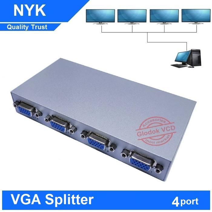 NYK VGA Splitter 4 Port - VGA Spliter 1 in to 4 Out