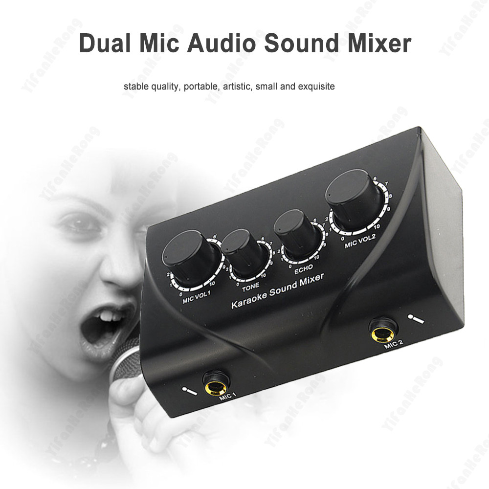 Portable EU/US Karaoke Sound Mixer Professional Auo System Dual Mic Inputs Auo Sound Mixer For Ampli