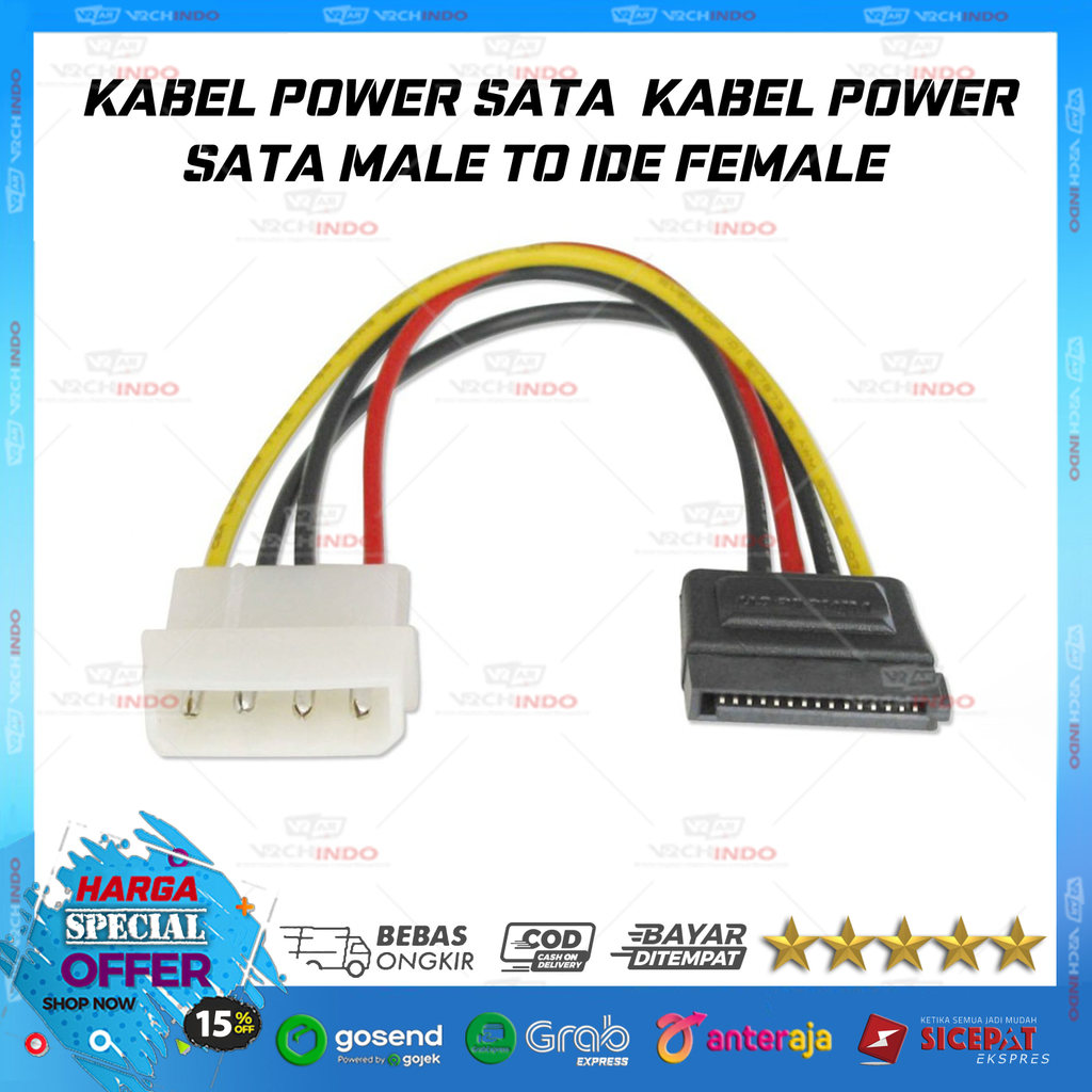 KABEL POWER SATA III Male to IDE Female / Kabel Power SATA 3 