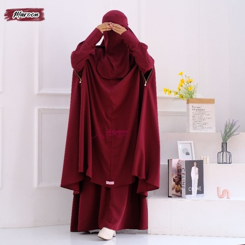 Arafah Syari Gamis Syari Set Jilbab Plus Cadar Bandana by Anjani Official