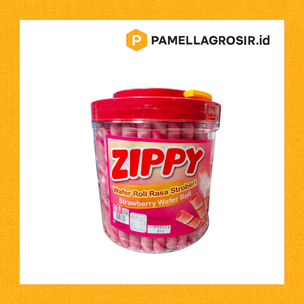 WAFER ROLL TOPLES ZIPPY STRAWBERRY SNACK LEBARAN JAJAN LEBARAN 330gr