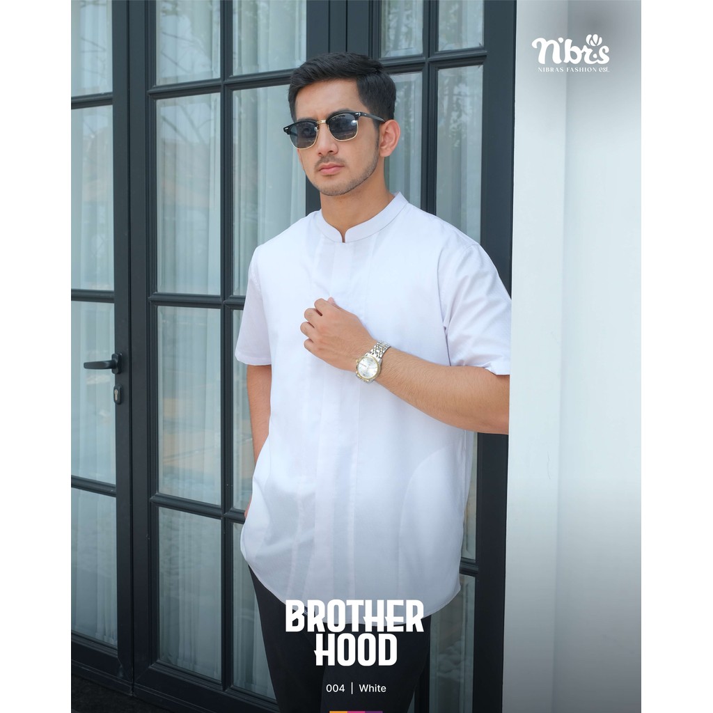 Nibras Brotherhood 004 Baju Koko Pria Putih Bahan Katun Premium Lengan Pendek Simpel