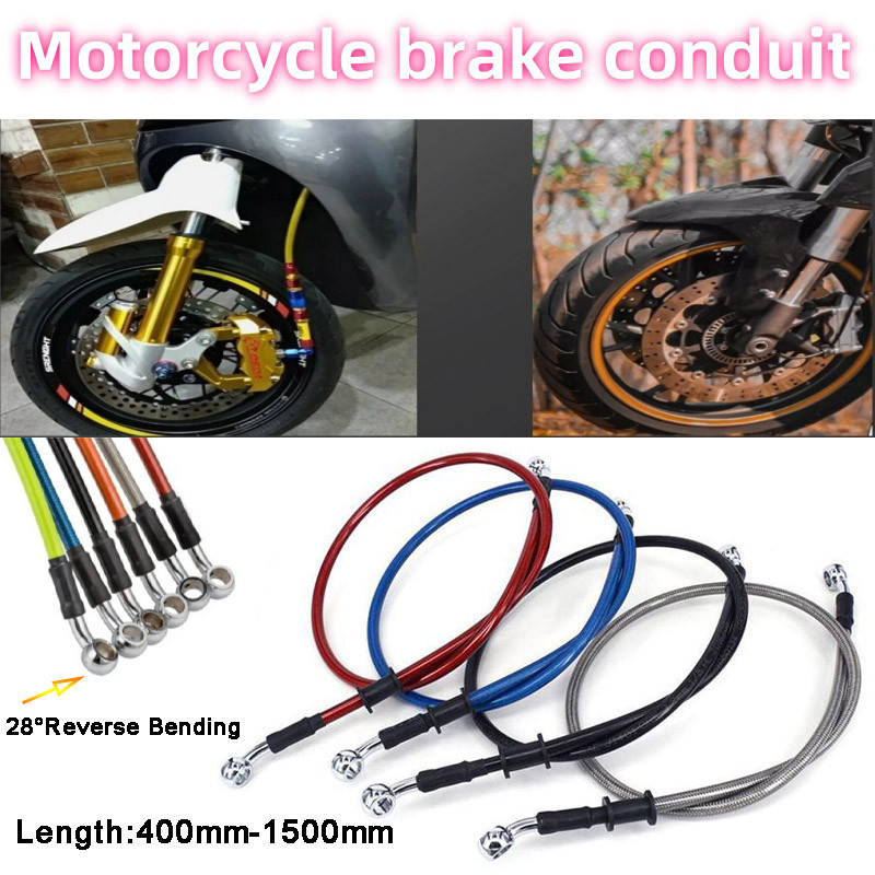 Selang Rem Hidrolik Baja Kepang Universal HQ 400-1500mm untuk Sepeda Motor, ATV, Lokomotif dengan Sa