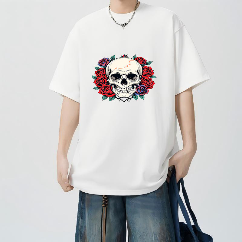 tshirt Unisex Vibrant Rose Skull T-Shirt Graphic