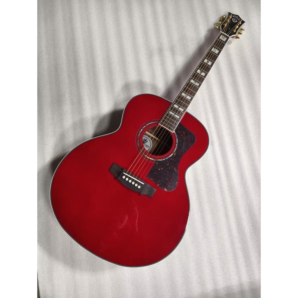 top quality F50 guild red guitar 6 strings Jumbo acoustic electric guitar