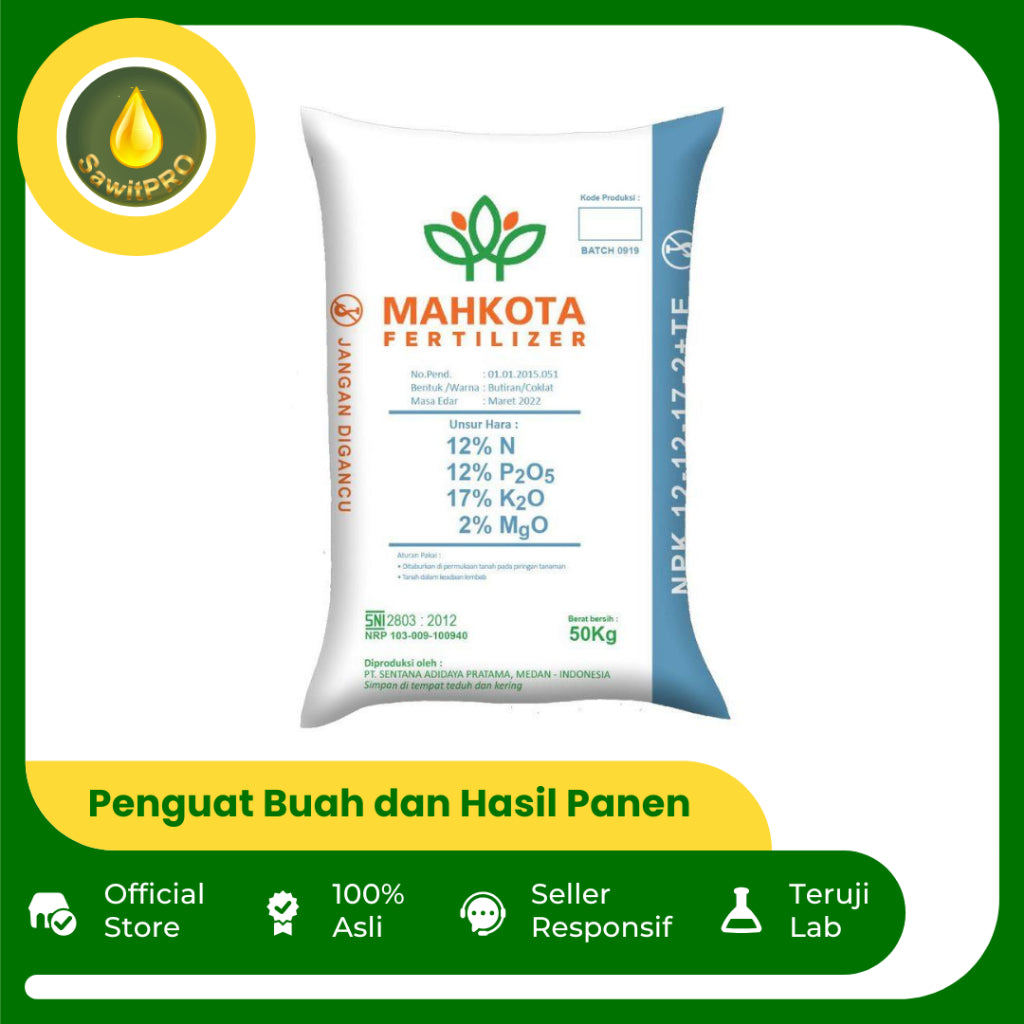 Pupuk NPK Mahkota 12-12-17-2 + TE Ukuran 50kg - Pupuk Seimbang Penguat Buah dan Hasil Panen
