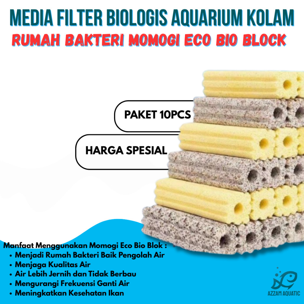 MEDIA FILTER PREMIUM ECO BIO BLOCK 9.5CM x 2,5CM (10pcs) RUMAH BAKTERI MOMOGI AQUARIUM KOLAM