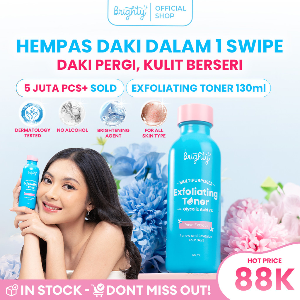 Brighty Multipurpose Exfoliating Toner Pemutih badan pencerah badan pencerah ketiak pemutih leher pe