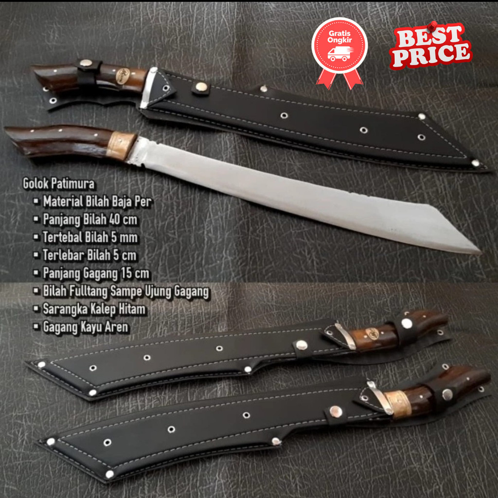 golok Patimura baja per panjang fulltang kalep hitam KERJA KEBUN Baja Per