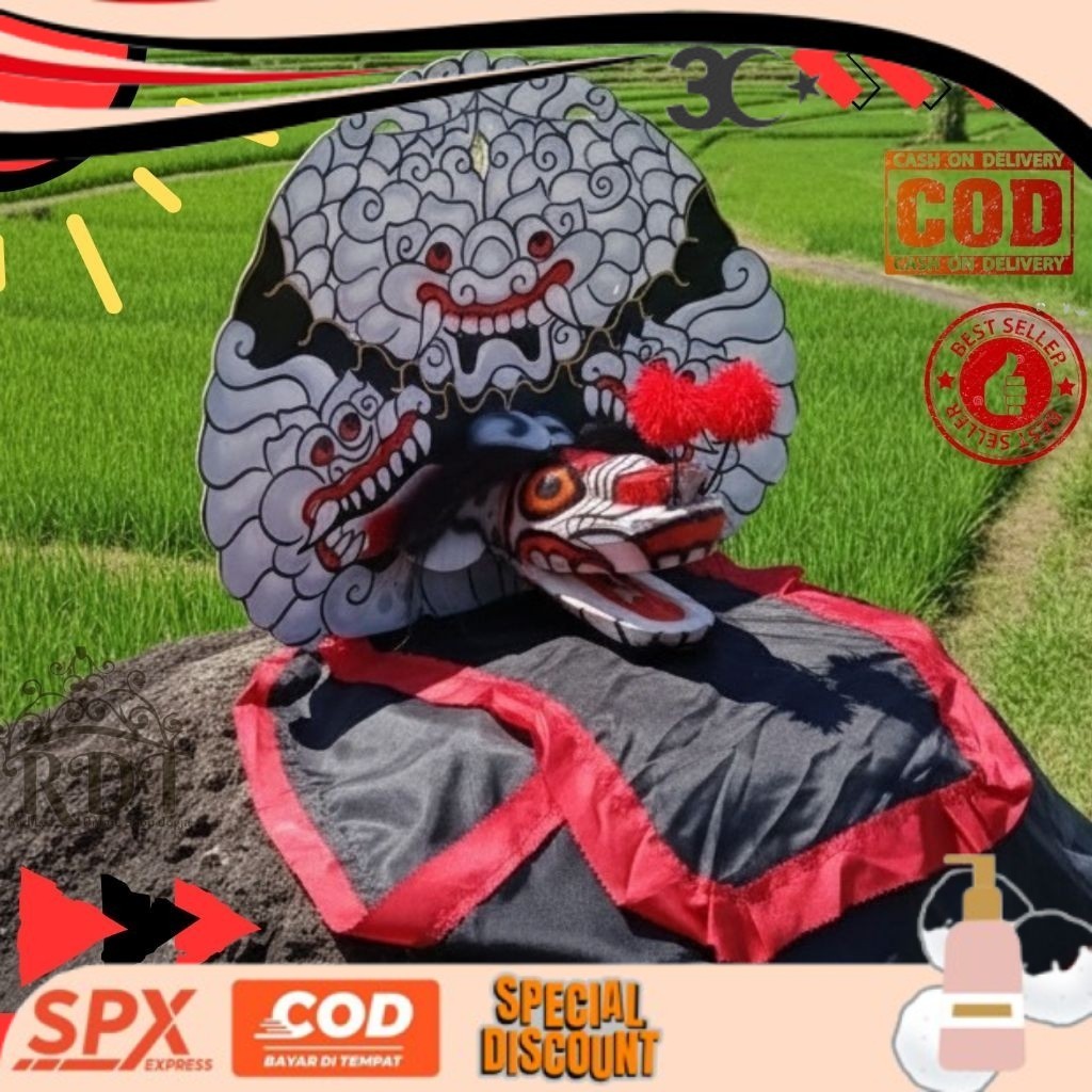 TERBARUU [ASLI KEDIRI] Mainan tradisional barongan caplokan devil Casper putih kayu kain panjang jar