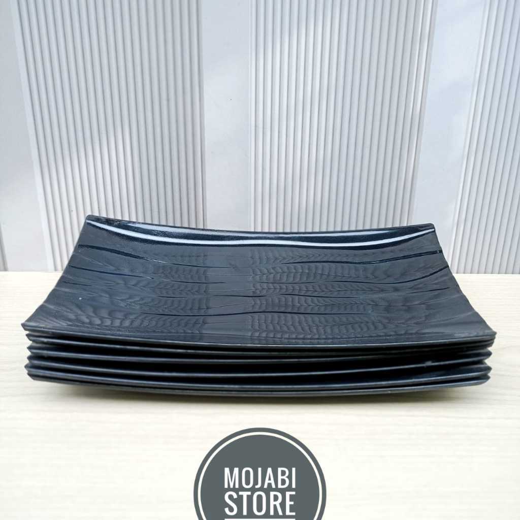 DIMSTORE 12 PCS PIRING SUSHI MELAMIN ULIR PERSEGI LEBAR 26 CM MODEL PERSEGI PANJANG TEBAL DAN KOKOH