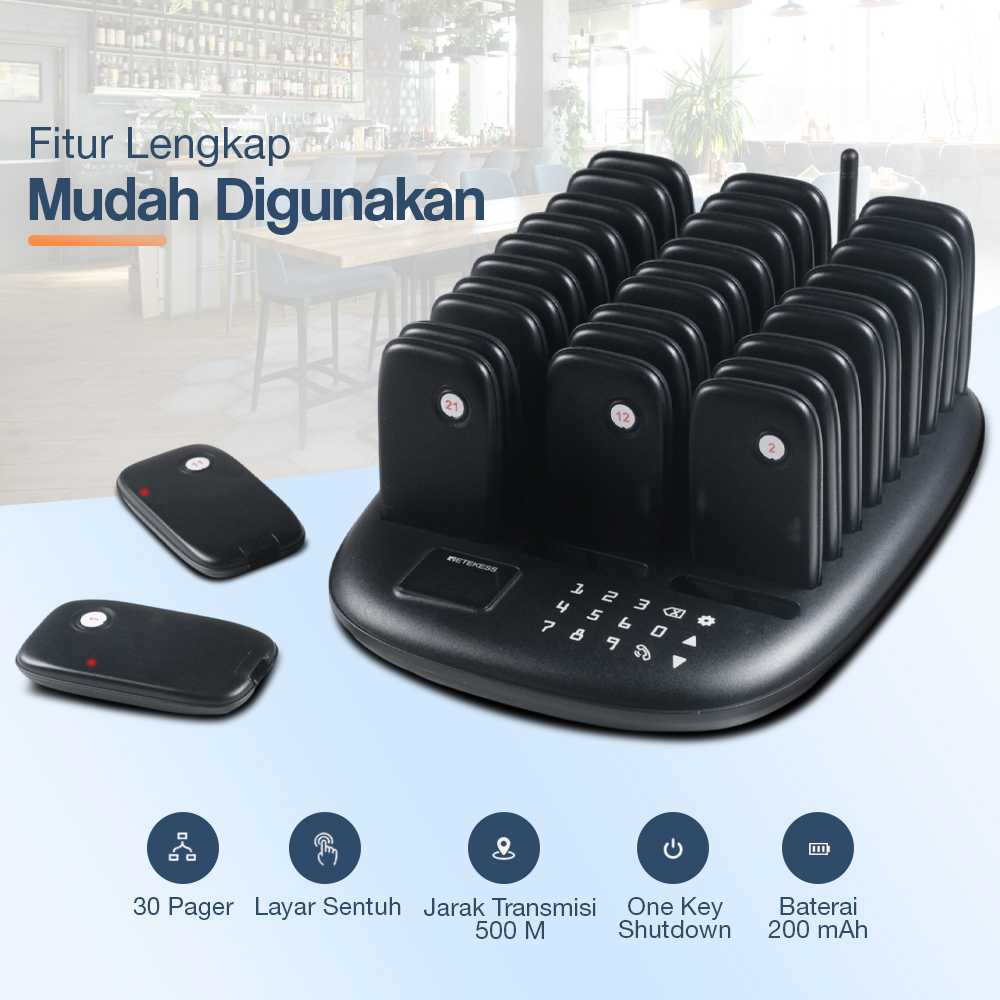 Wireless Calling System Restaurant Mesin Bel Antrian Restoran Cafe Pager