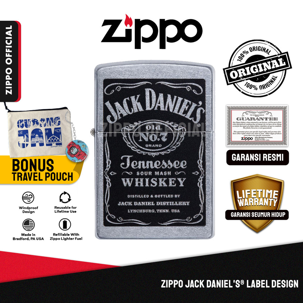 Zippo Jack Daniel's® Label Design 24779 | Garansi Lifetime | Original USA