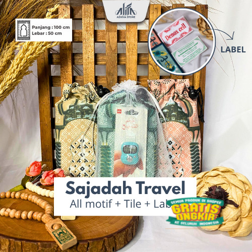 Sajadah Travel Free Label + tile Satin Premium |Sajadah tahlilan 40 hari Sajadah Custom Nama Tahlila