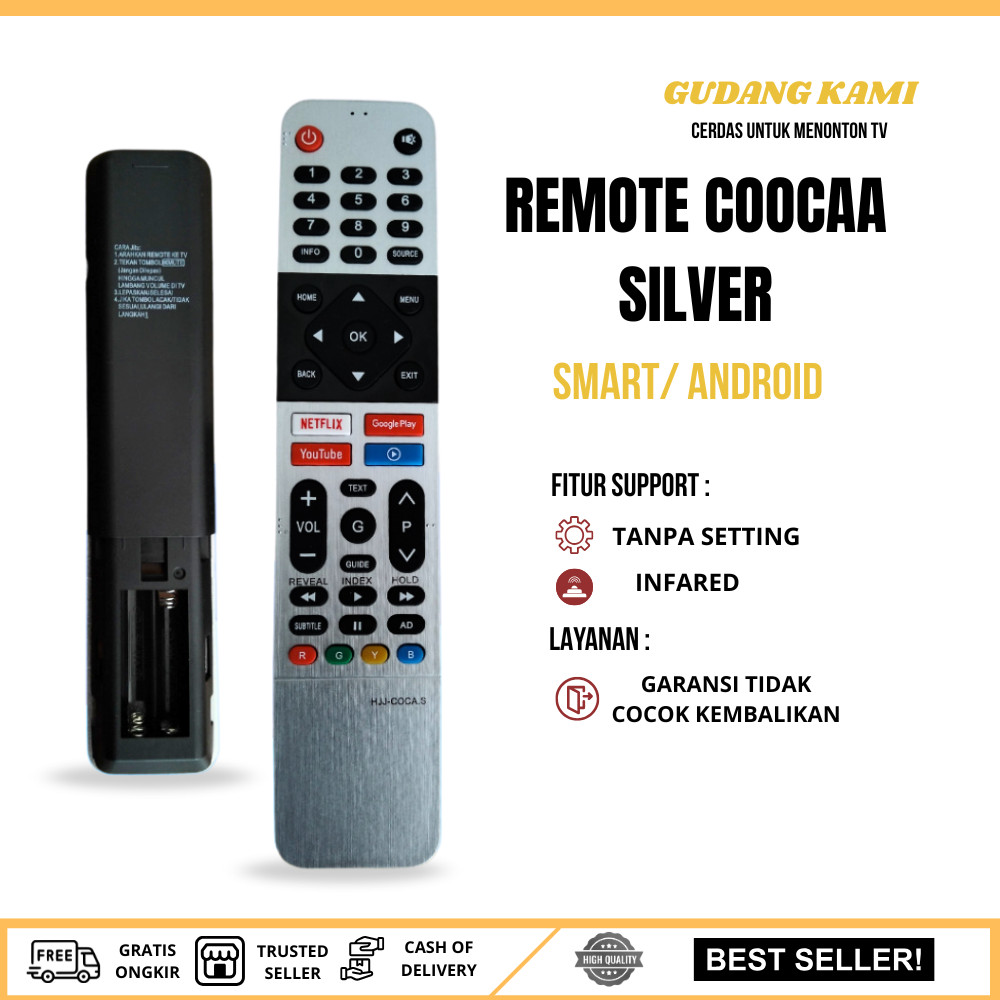 REMOTE TV COOCAA LED LCD ANDROID TV / COOCAA SILVER
