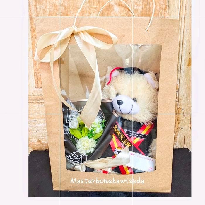 Promo BB 30 cm Tas Hampers wisuda Tas mika boneka / buket bunga artificial/ kado wisuda  / tanpa buk