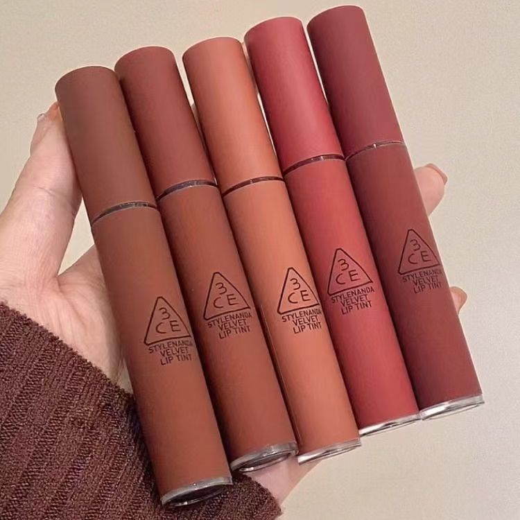 3CE lip glaze water mist bibir embun matte oolong tea bean paste warna beludru senja lipstik bata me