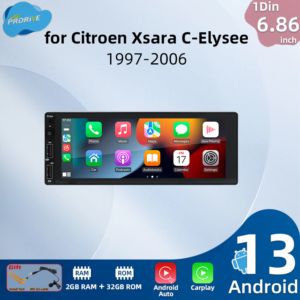 1n 6.86" Android Car Multimea for Citroen Xsara C-Elysee 1997-2006 Rao Stereo Head Unit Carplay Auto