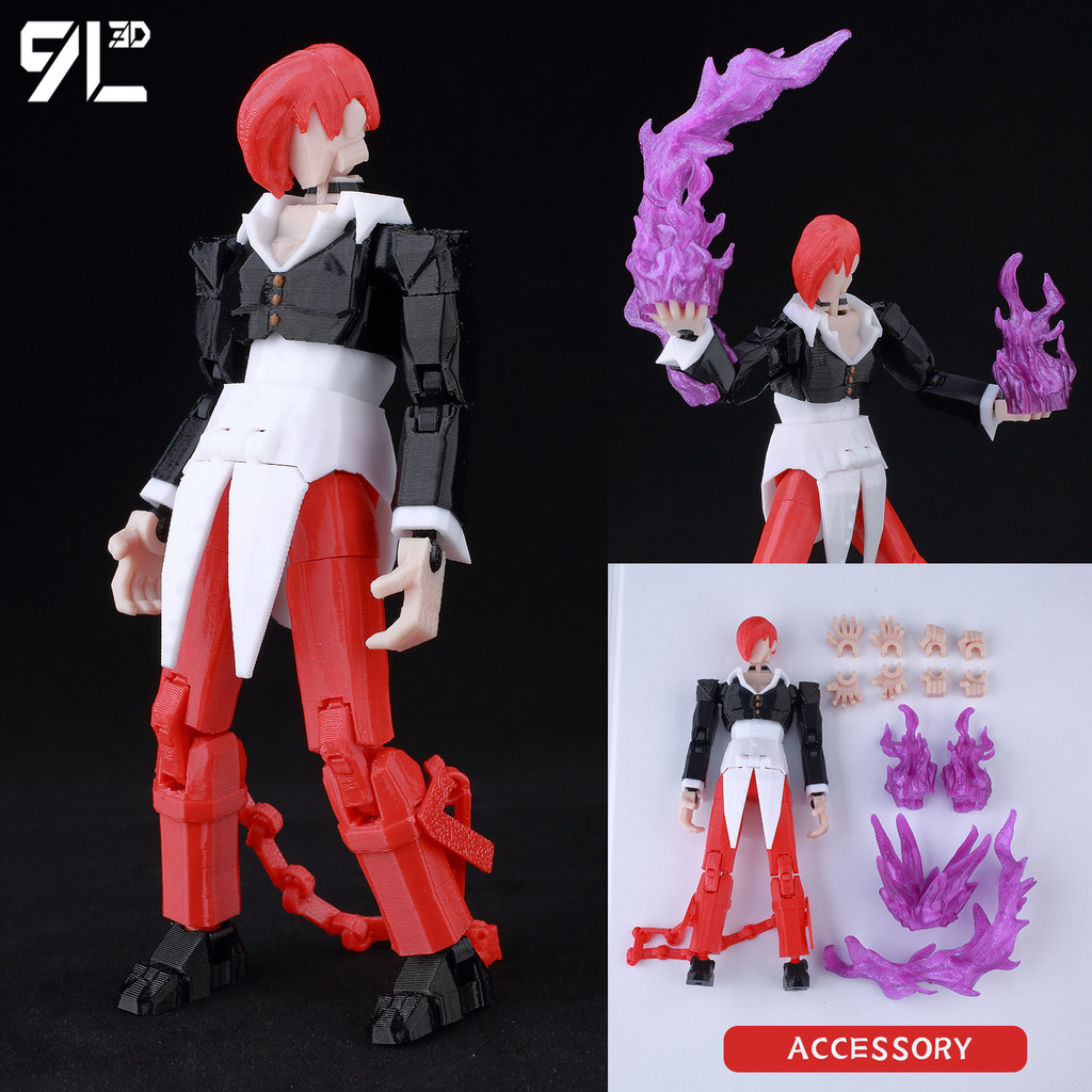 9L 3D Printed Dummy13 Action Figure-Iori Yagami From The King Of Fighters Articulated Collectible Si