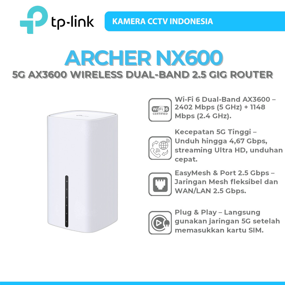 TP-LINK ARCHER NX600 5G AX3600 WIRELESS DUAL-BAND 2.5 GIG ROUTER