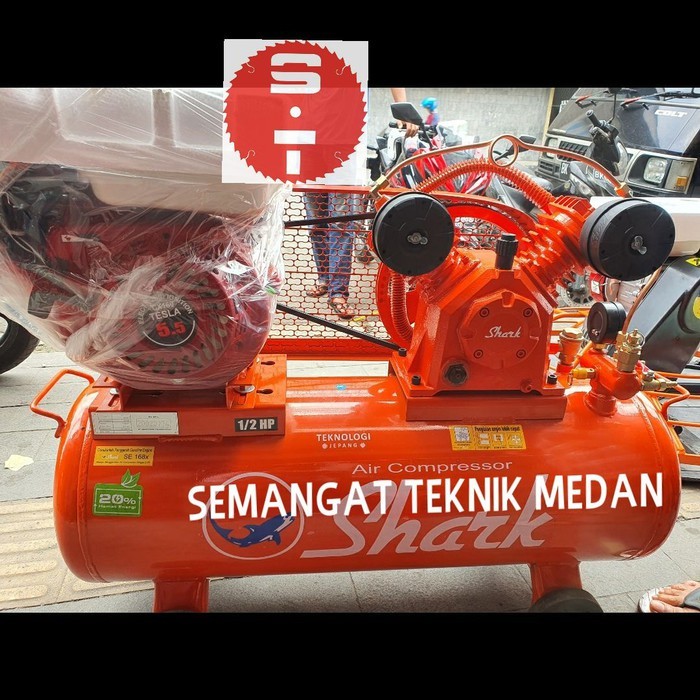 KOMPRESSOR KOMPRESOR UDARA ANGIN SHARK 1/2 HP MESIN BENSIN TESLA 5,5HP