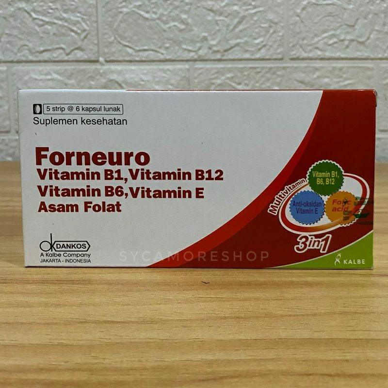 Forneuro Box isi 30 kapsul Multivitamin B1 B6 B12 Vit E & Asam Folat