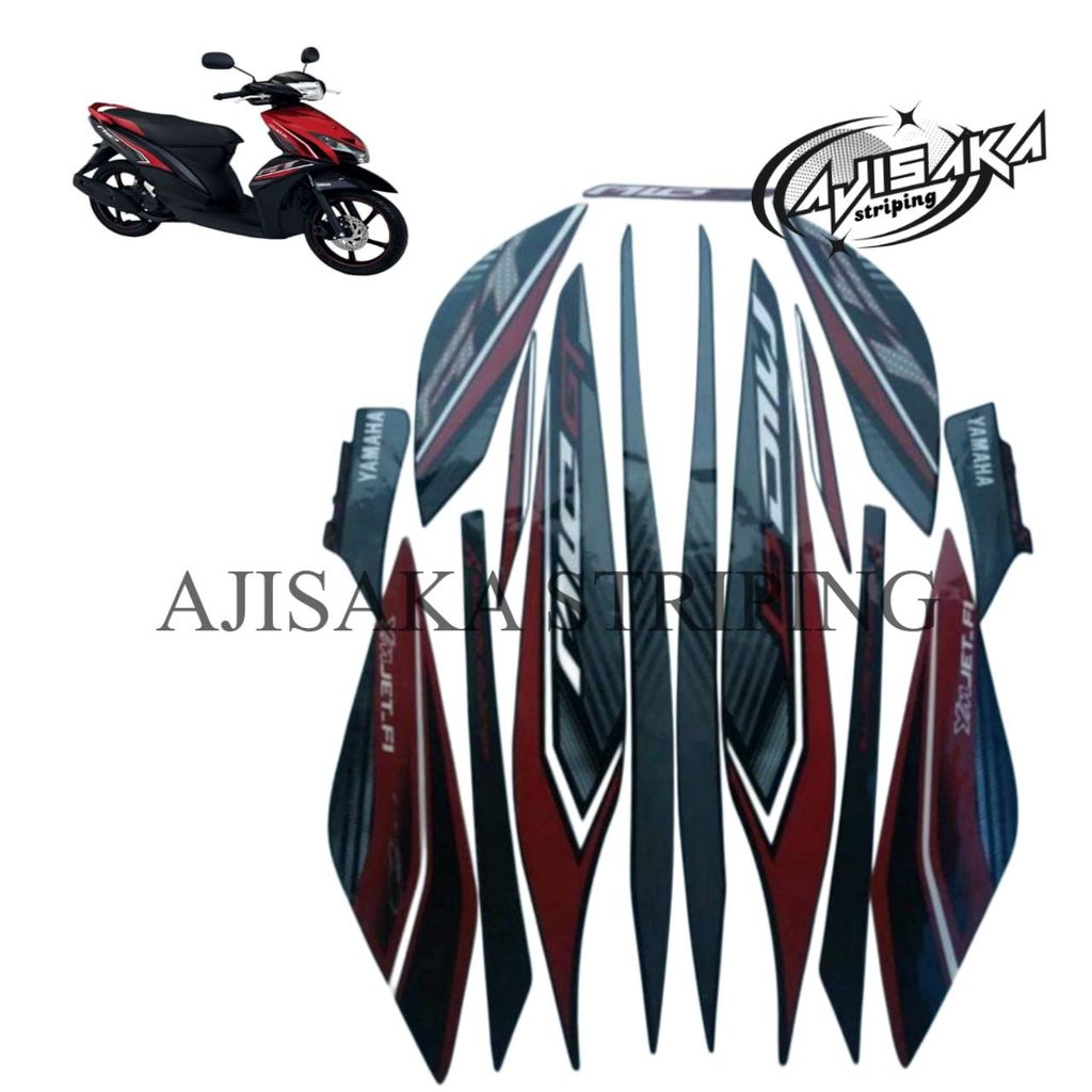 Lish lesh stiker striping standart motor YAMAHA MIO GT 2013 warna hitam merah