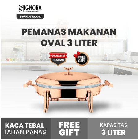 Signora Prasmanan Gold Oval Wadah Kaca Premium Made In France Tebal