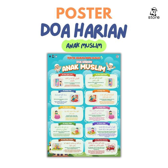 Poster Edukasi Anak Muslim - Doa Harian- Ukuran A3