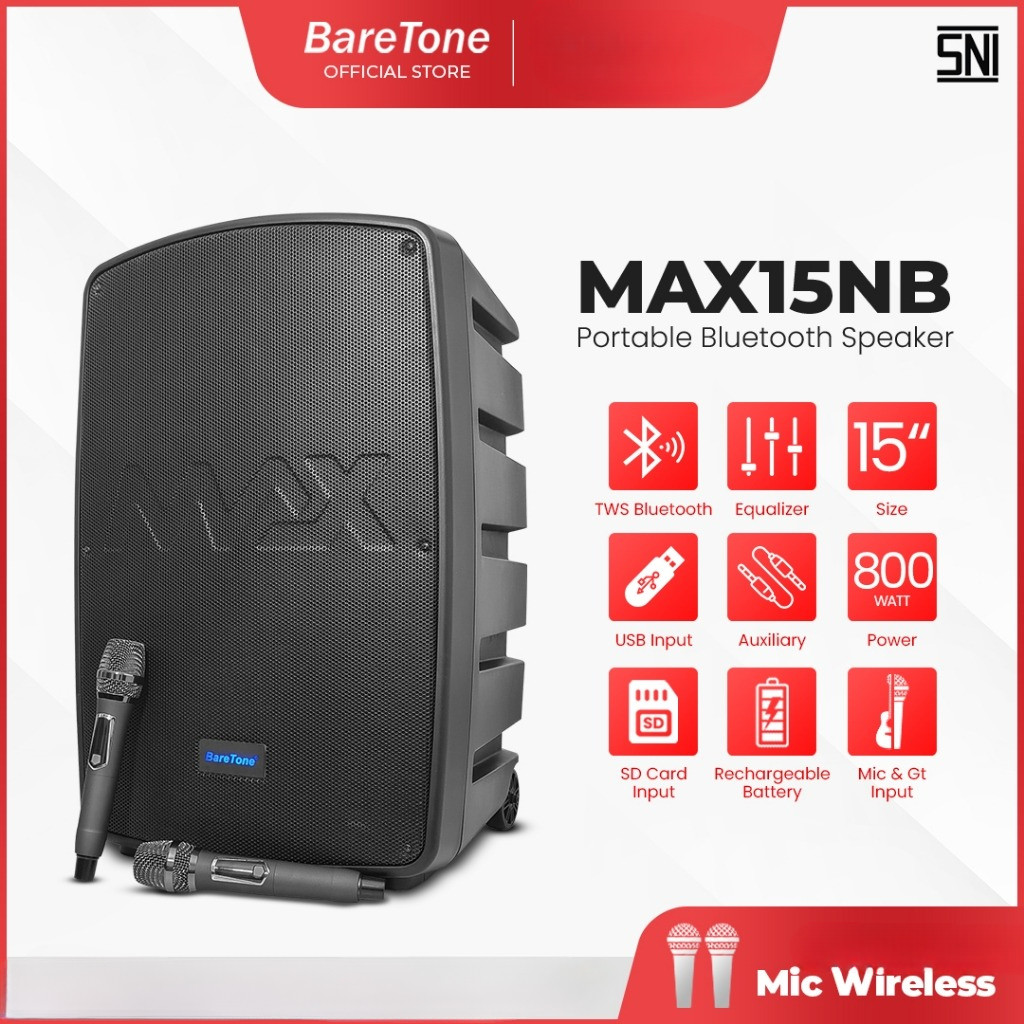 SPEAKER PORTABLE BARETONE MAX15NB SPEAKER BLUETOOTH 15INCH