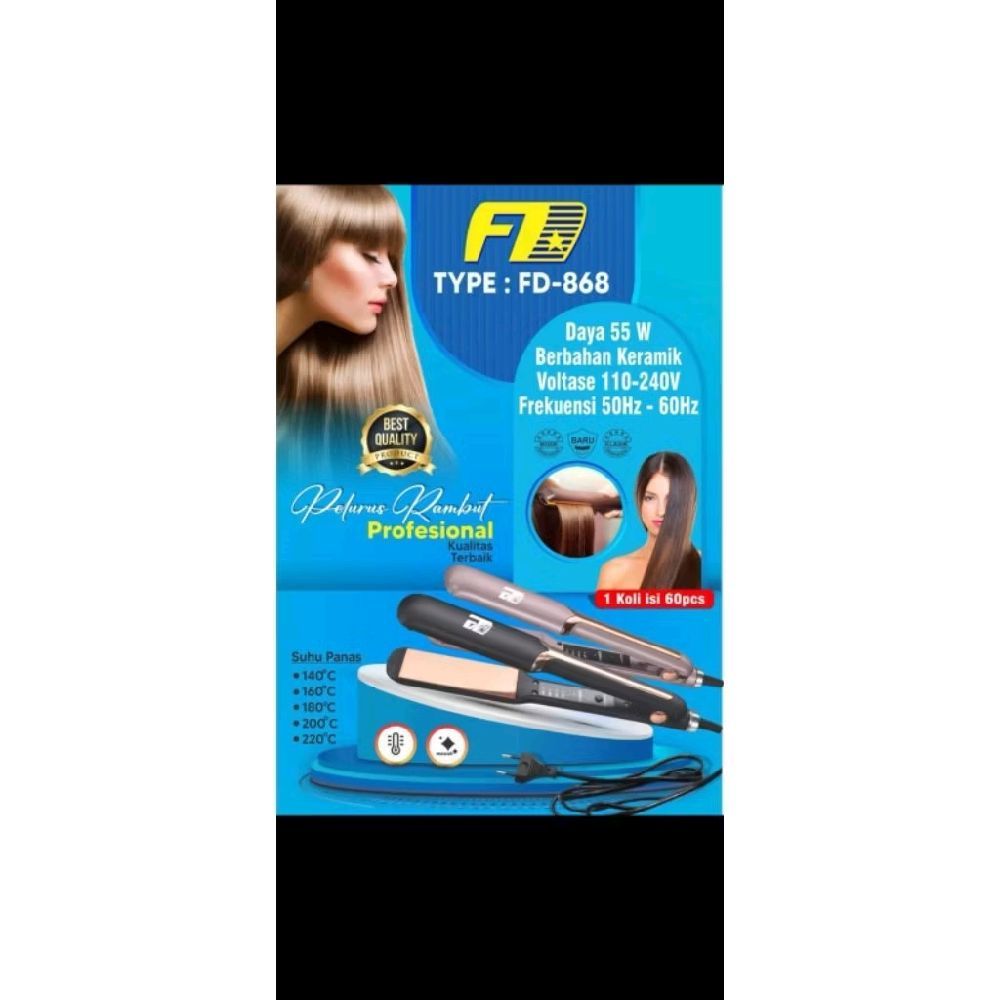 Catokan Pelurus Rambut Fd 868 Catokan Pelurus Rambut Anti Lepek Fd868 Warna Random