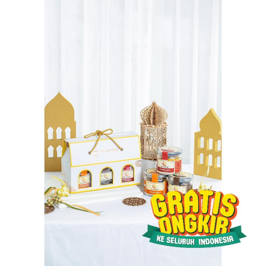 Hampers Lebaran GABLE BOX JAR ISI 3 - Paket Parcel Idul Fitri 2026 Kue Kering Premium INA COOKIES/ T