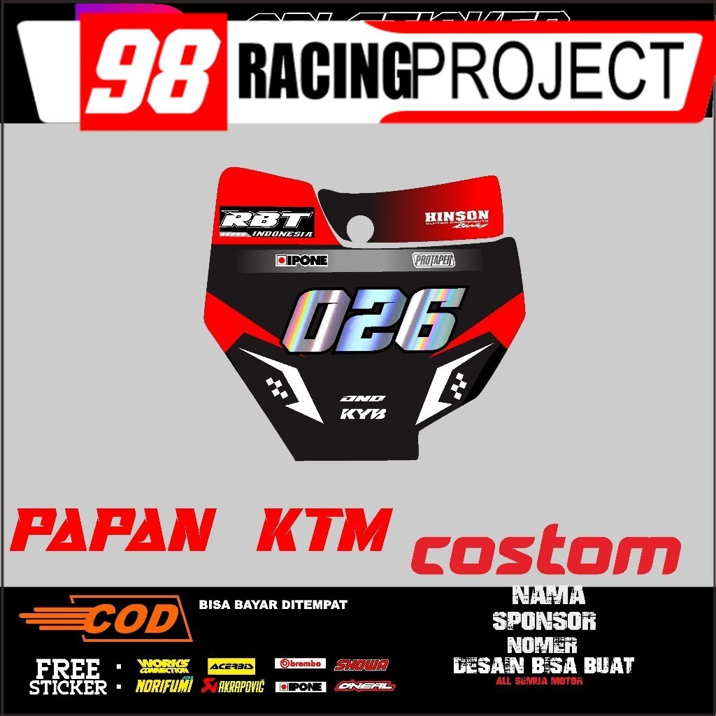 Sticker Papan Nomor KTM 250/Papan Nomor KTM 85/Plat Nomor KTM 250/Papan Nomor KTM 85 Plat Nomor KTM