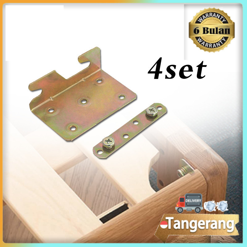 4pcs/set Braket Dipan Bed Fitting / Bracket Tempat Tidur / Hak Dipan Tempat Tidur / Siku Ranjang Tem