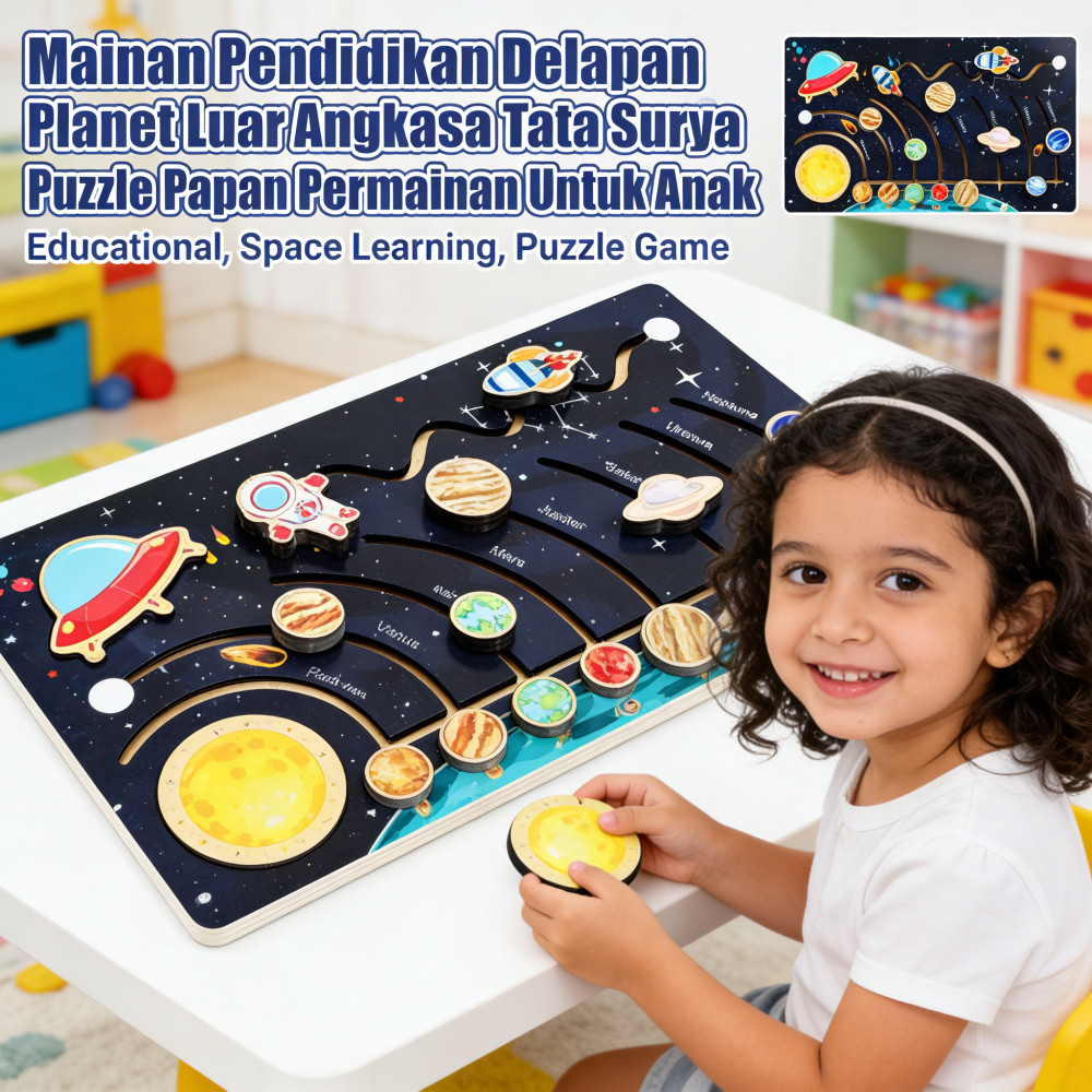 Papan Permainan Anak Puzzle Tata Surya Planet Luar Angkasa Delapan Pendidikan