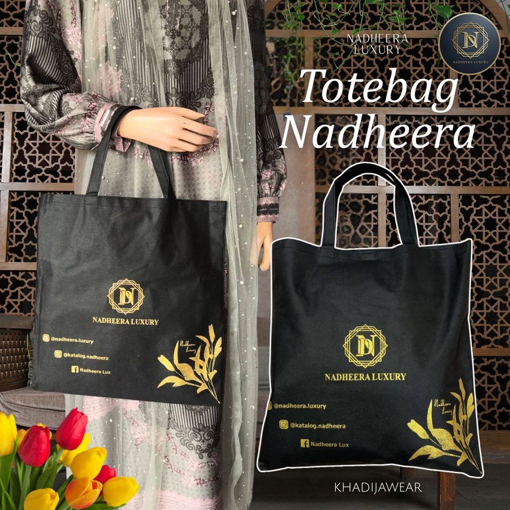 TOTEBAG HITAM NADHEERA LUXURY Tambahan Tas Hitam tote bag kain nadhera