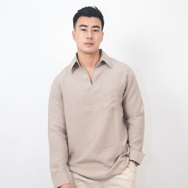 KAREEM LONG SLEEVE SHIRT (TAUPE) | KEMEJA LENGAN PANJANG PRIA (TAUPE)