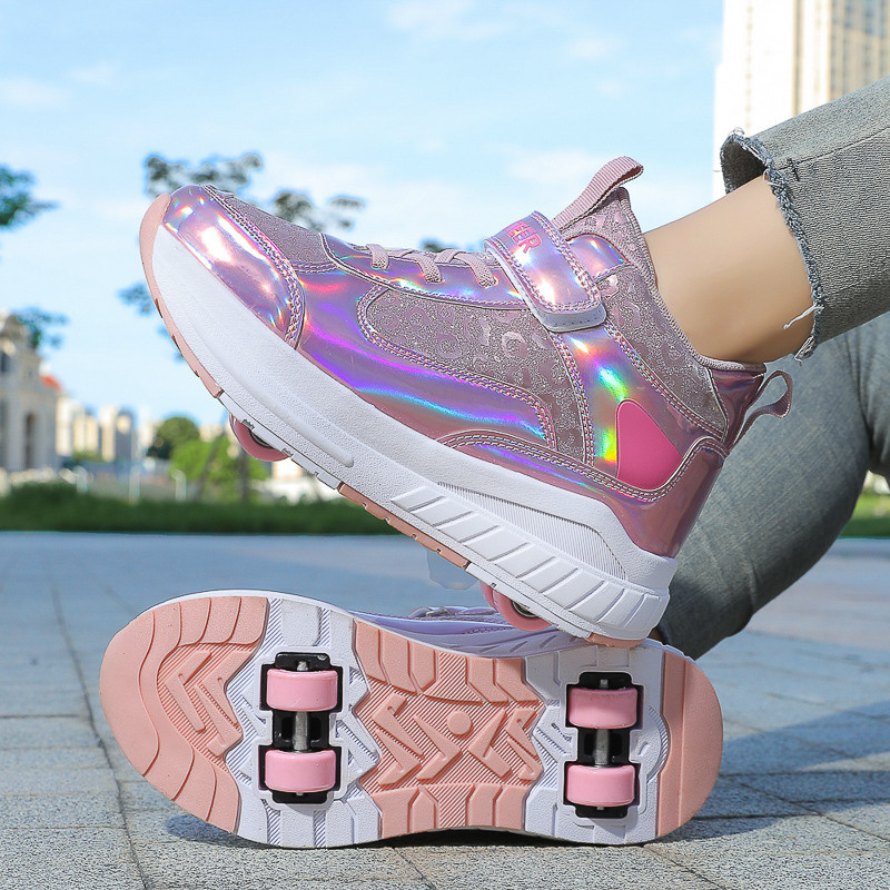 Girls' Sequined Roller Skates Kids 4 Wheels Inline Sport Skates Shoes Children Roller Skates Sneaker