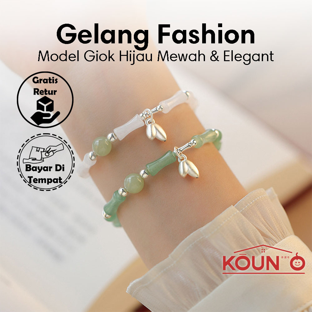 Gelang Batu Giok Hijau Natural – Aksesoris Fashion Wanita Bernuansa Oriental Gelang Giok Elegan Gela